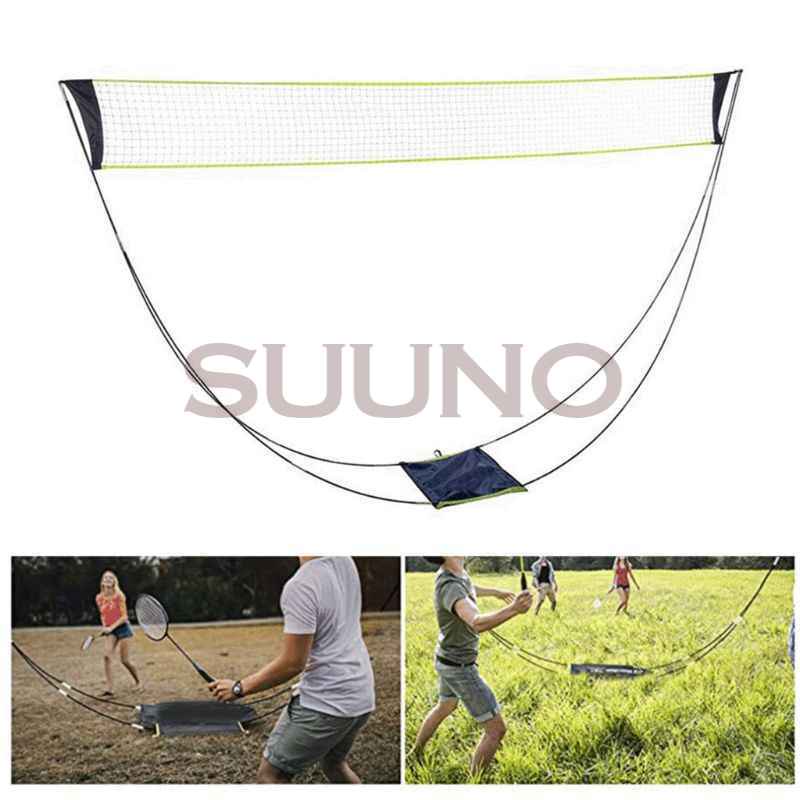 Portable Badminton Net Set with Stand Carry Bag, Folding Volleyball Tennis Badminton Net-No Tools or Stakes Required