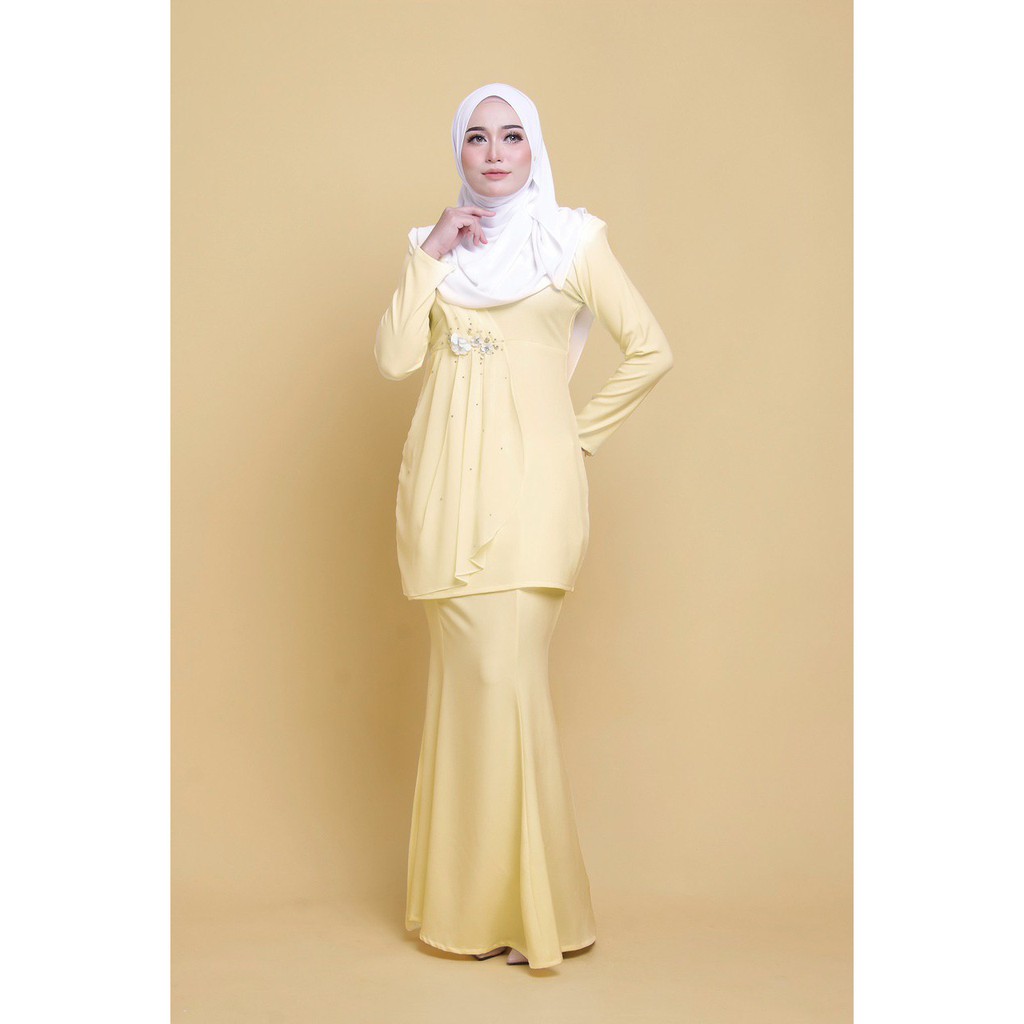  Baju  Raya Moden  Madeline Soft Yellow  Shopee Malaysia