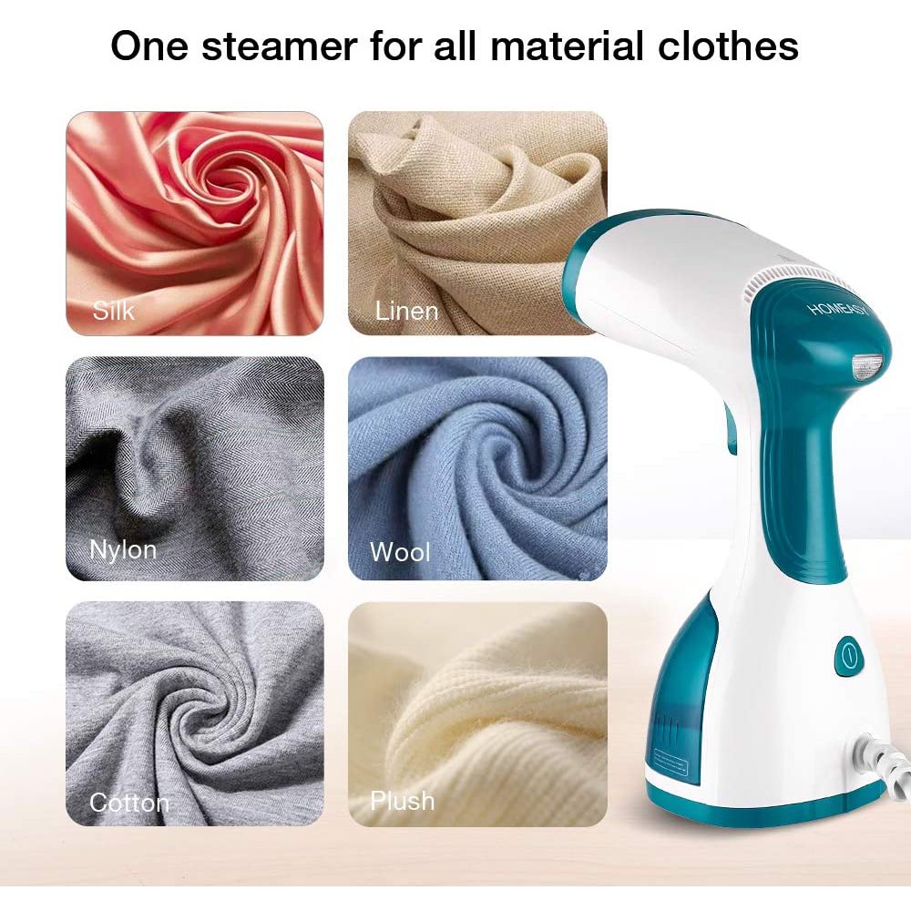Small Green homeasy Clothes Garment 5 in 1 Handheld Fabric Steamer Wrinkle Remover with Fast Heat-up Function for Home and Travel Satisfaction Guarantee 