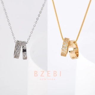 Image of BZEBI Rotatable Lucky Turner Necklace 18k Gold Platinum Plated Cubic Zirconia Women Fashion Accessories Gifts with Box 246n,712n