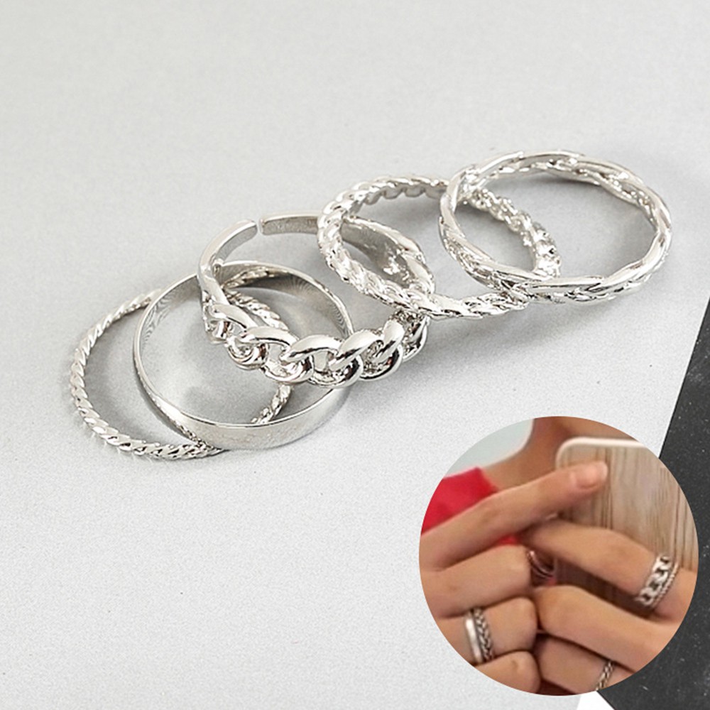 5pcs/set BTS Kim Tae Hyung Same Style Rings Korea Fashion