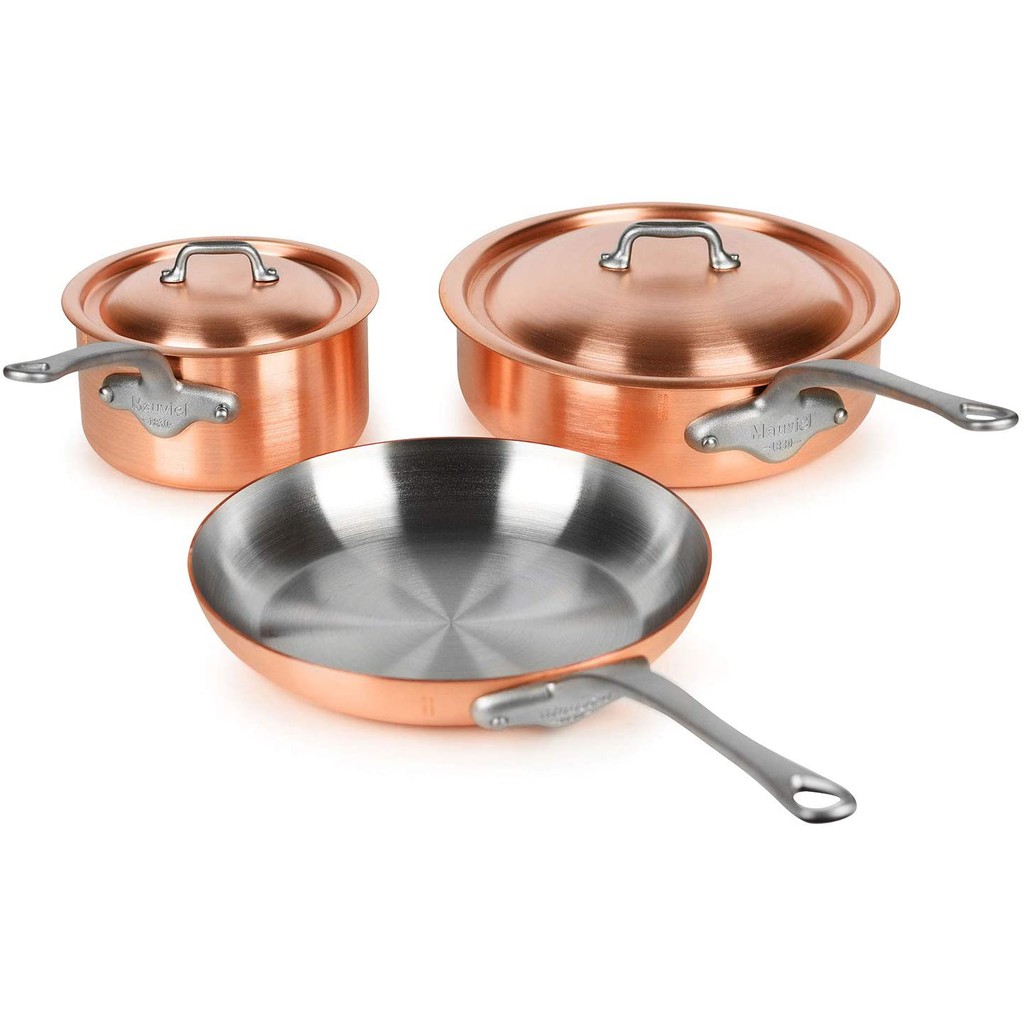 Mauviel 2.5mm Brushed Copper Cookware Set 5 Piece Made in France