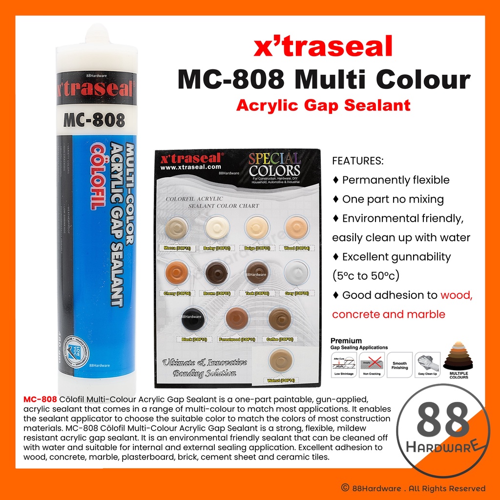 xtraseal x'traseal MC808 Acrylic Multi Colour Gap Filler Gap Sealant silicone sealant grout