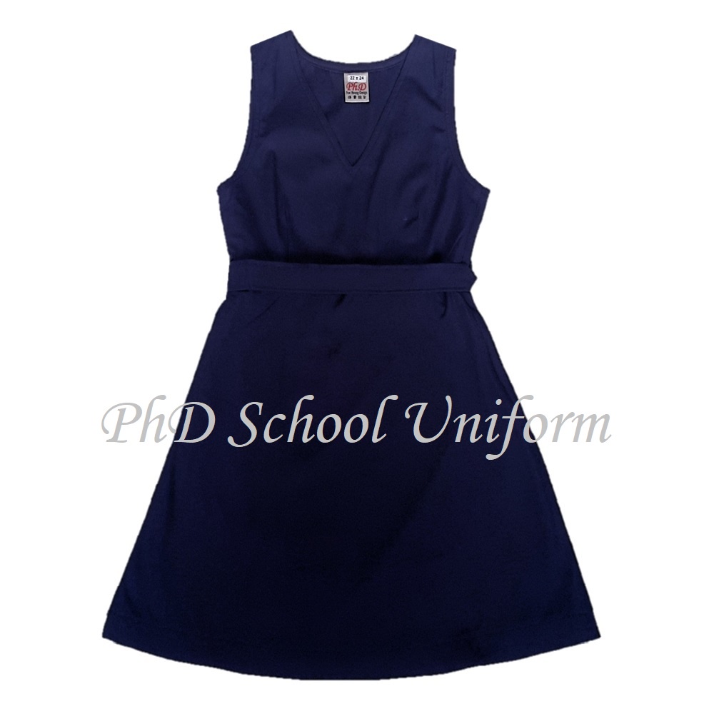 Waist Pinggang 22-42 Length Labuh 24-42 PhD School Uniform Primary Dress - Navy | Baju Pinafore Sekolah Rendah Perempuan