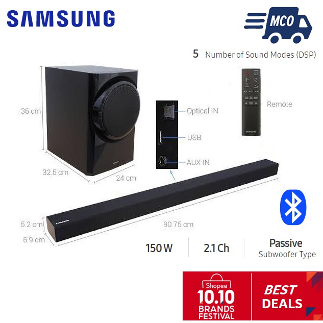 samsung 2.1 soundbar with 150w wireless sub
