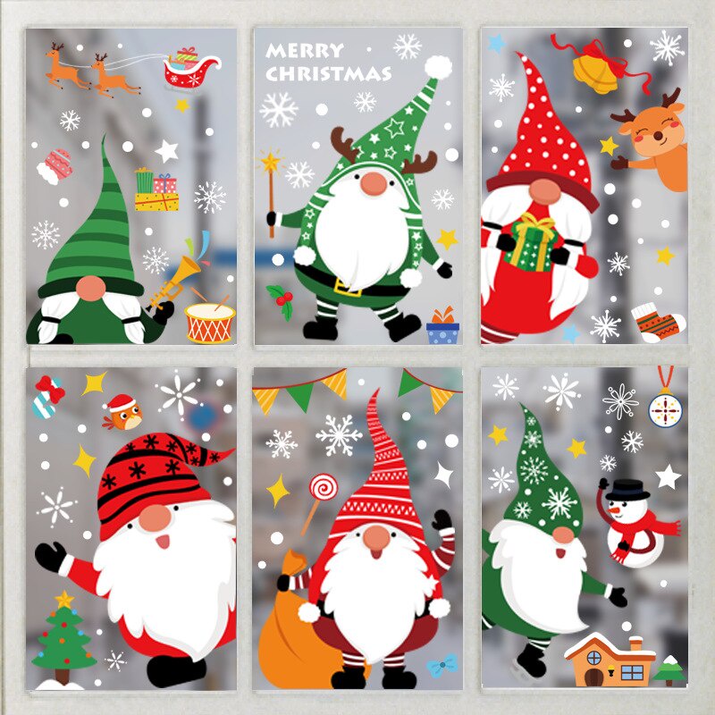 Fliyeong Christmas Balls Window Stickers Santa Claus Window Stickers Self-Adhesive Sticker Christmas Decoration for Supermarket/Retail Store/Home Creative and Useful 