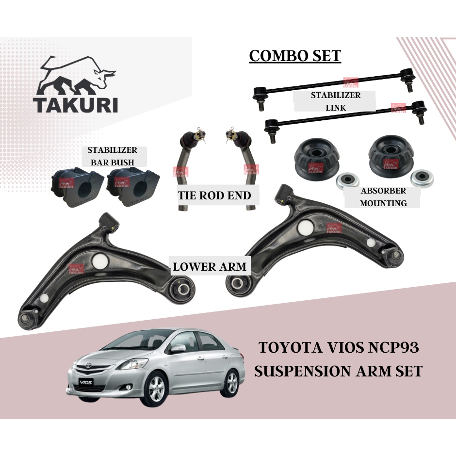 TOYOTA VIOS NCP93 SUSPENSION ARM SET LOWER ARM ABSORBER MOUNTING TIE