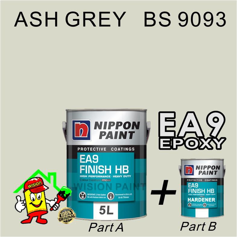 ASH GREY BS 9093 NIPPON EA9 EPOXY FINISH HB (5L) / EPOXY FLOOR PAINT