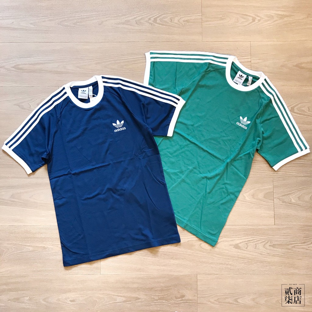 adidas 3 stripes tee blue