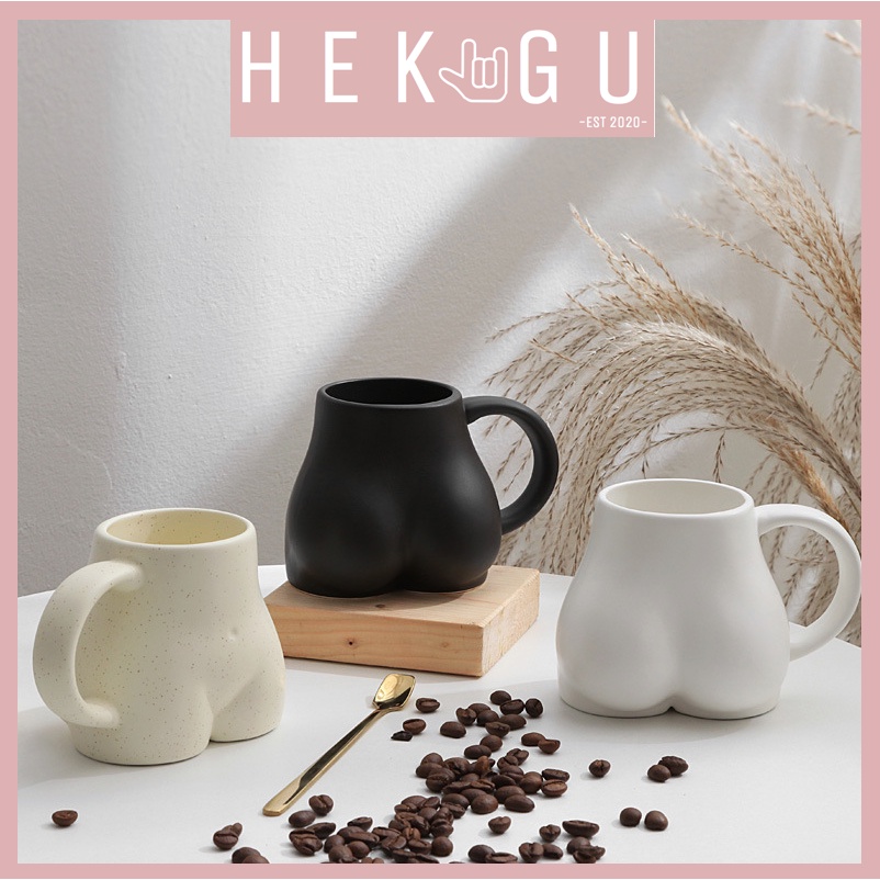 [READY STOCK] INS 300ml Ceramic Creative Plump Cup Glazed Coffee Cup Drinking Cup [Butt-shaped cup mug]