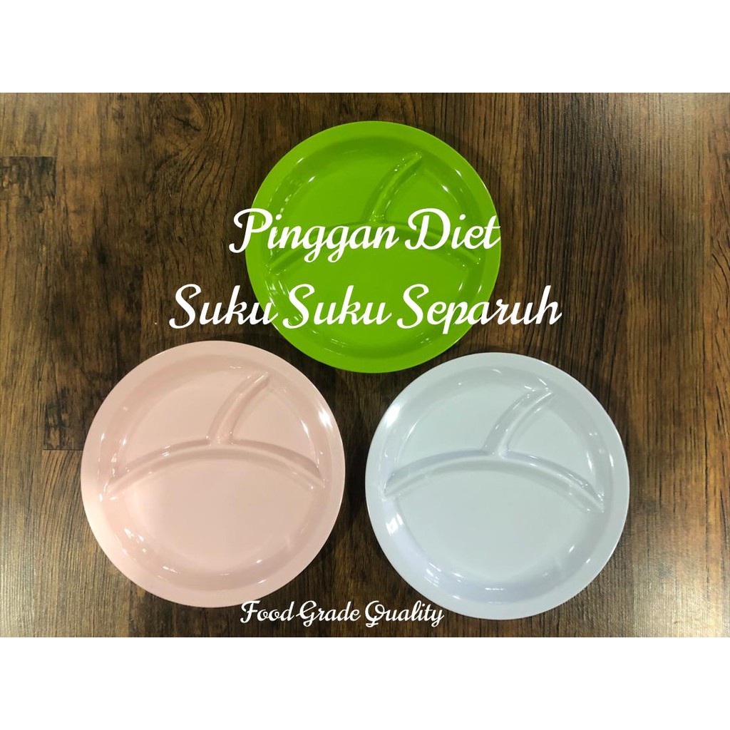 Pinggan Diet Suku Separuh 3 portion plate control weight loss Grade A Premium Corelle Dish