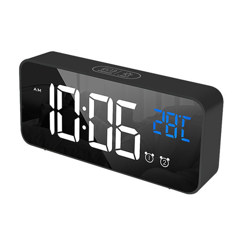 【Z2I】USB rechargeable voice sensor 13 music alarm mirror digital clock