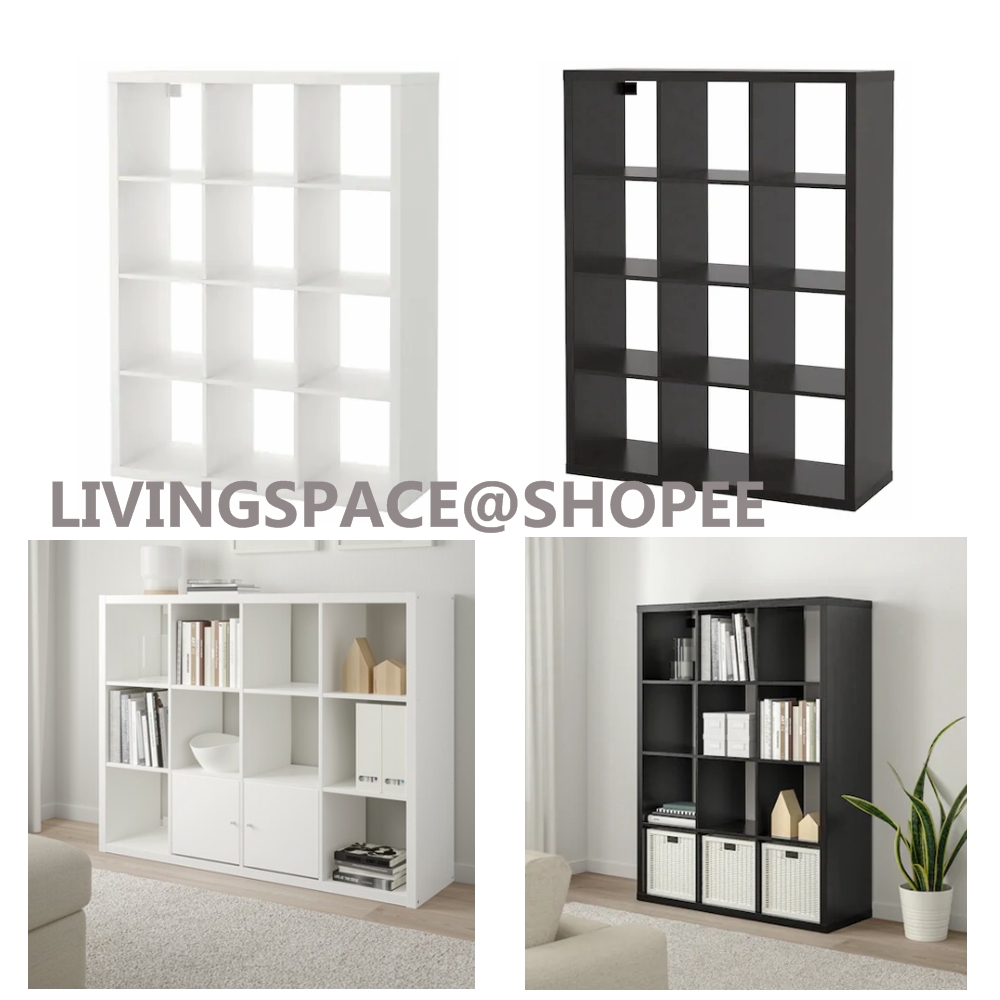 KALLAX Shelving unit, white / black-brown / 112x147 cm | Shopee Malaysia