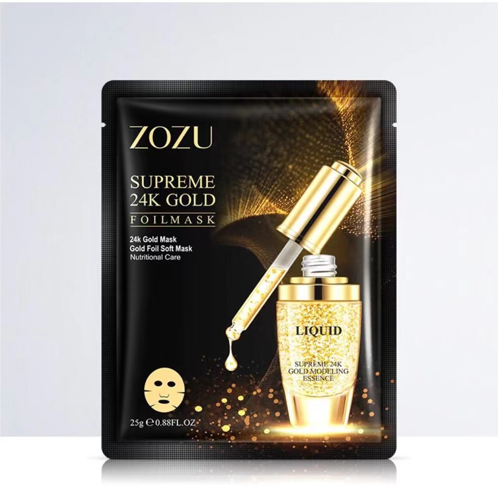 Masque Visage à L'or 24 Carats ZOZU - Lot De 10 Masques Hydratants, Soin éclat Et Anti-âge