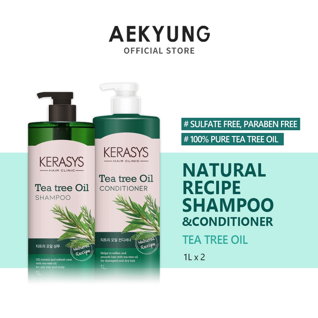 Kerasys Natural Recipe Shampoo And Conditioner Tea Tree Oil 1l Shopee Malaysia 