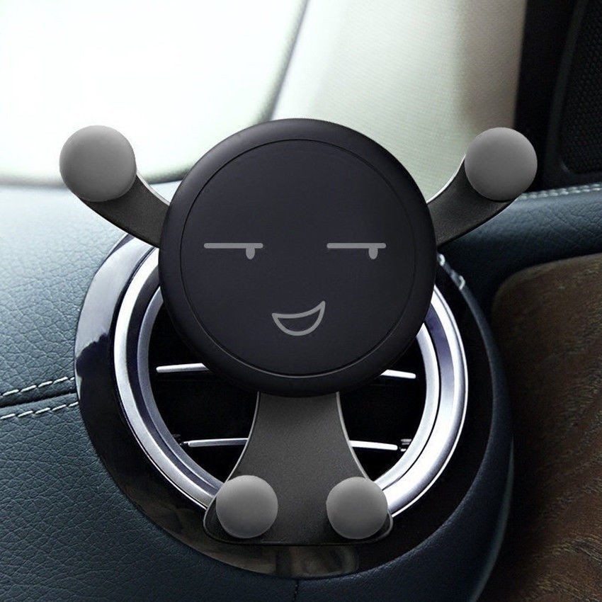 Universal No Magnetic Gravity Car Mobile Phone Holder / Smile Face Air Vent Clip Phone GPS Mount / in Car Smartphone Stand / For 11 Pro XS Max Android Phone Xiaomi Huawei Samsung