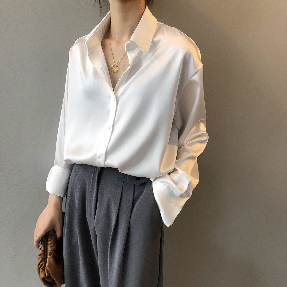 satin blouse long sleeve