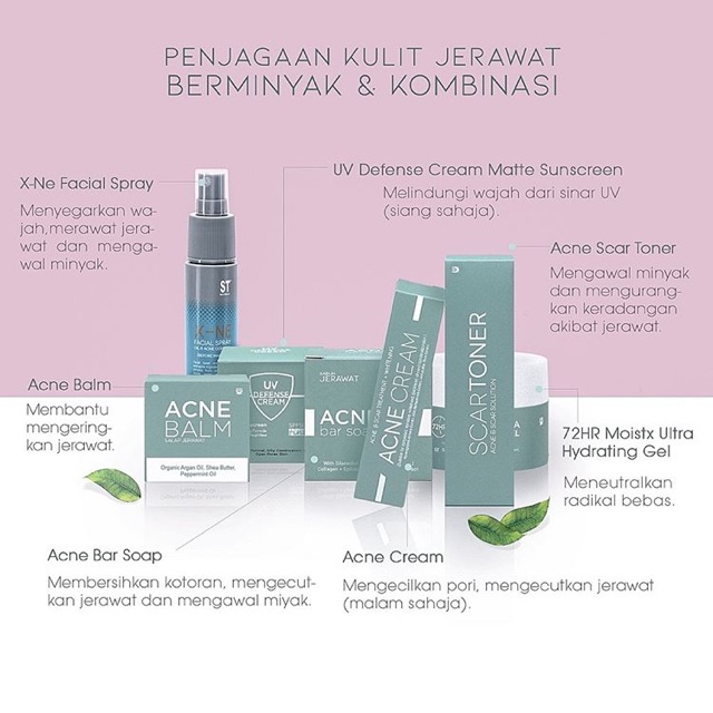 Set Kulit Jerawat/Kombinasi/Berminyak/Parut (Acne Set)  Sendayu Tinggi