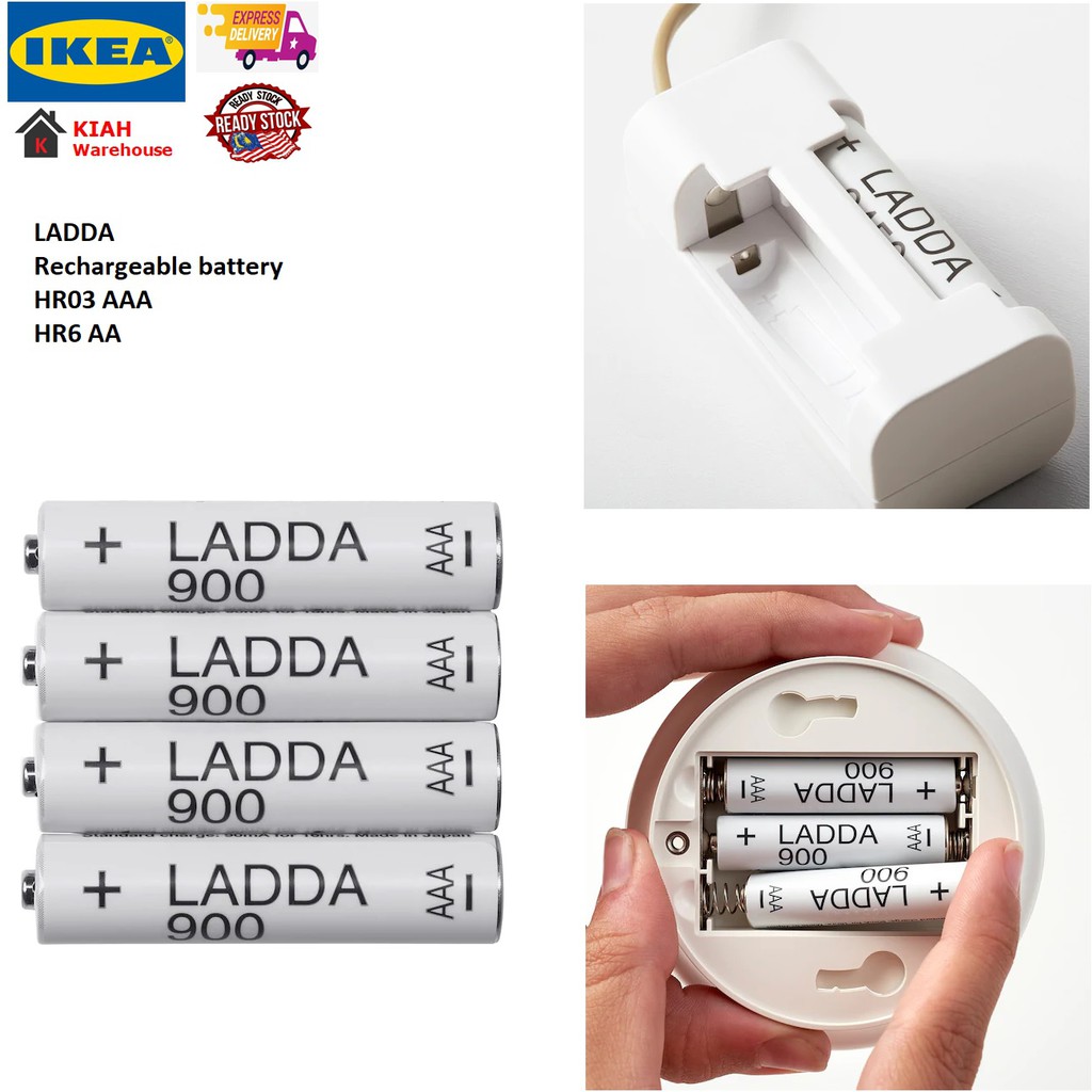 IKEA LADDA Rechargeable Battery AAA AA Ready Stock Malaysia Shopee