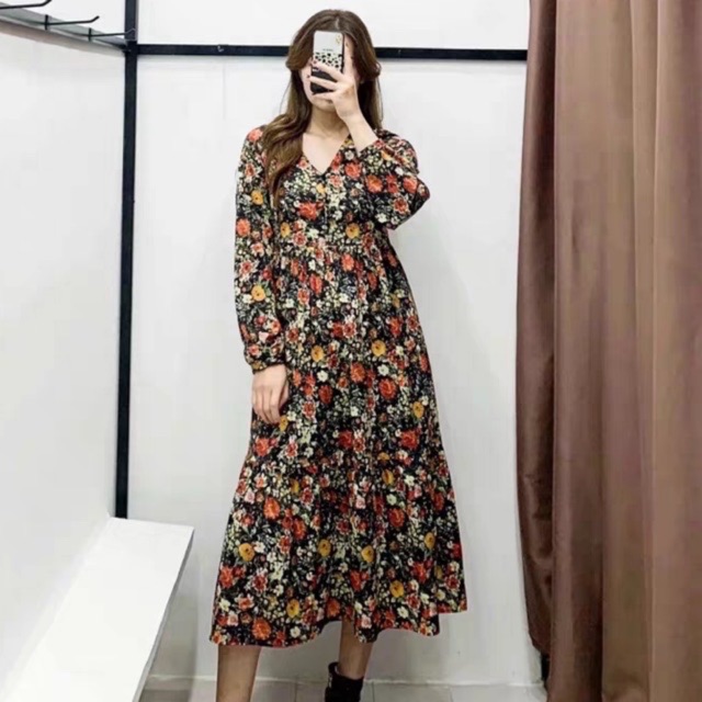 zara floral maxi dress