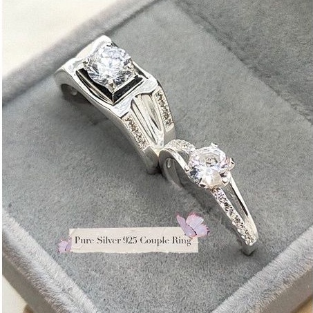 Couple Ring Pure Silver 925/Cincin Perak 925 (Batu crystal) ✨ Ready Stock ✨