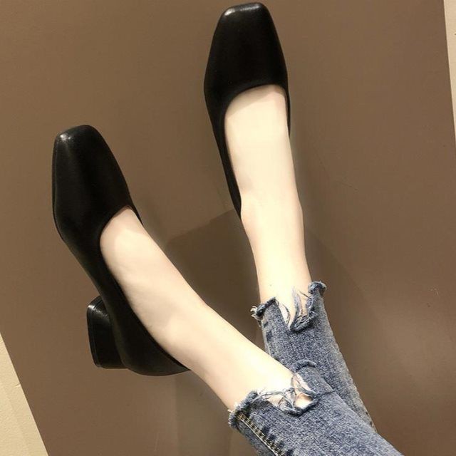 The Beautiful Women S Shoes Loafers Rough Single Shoes Female