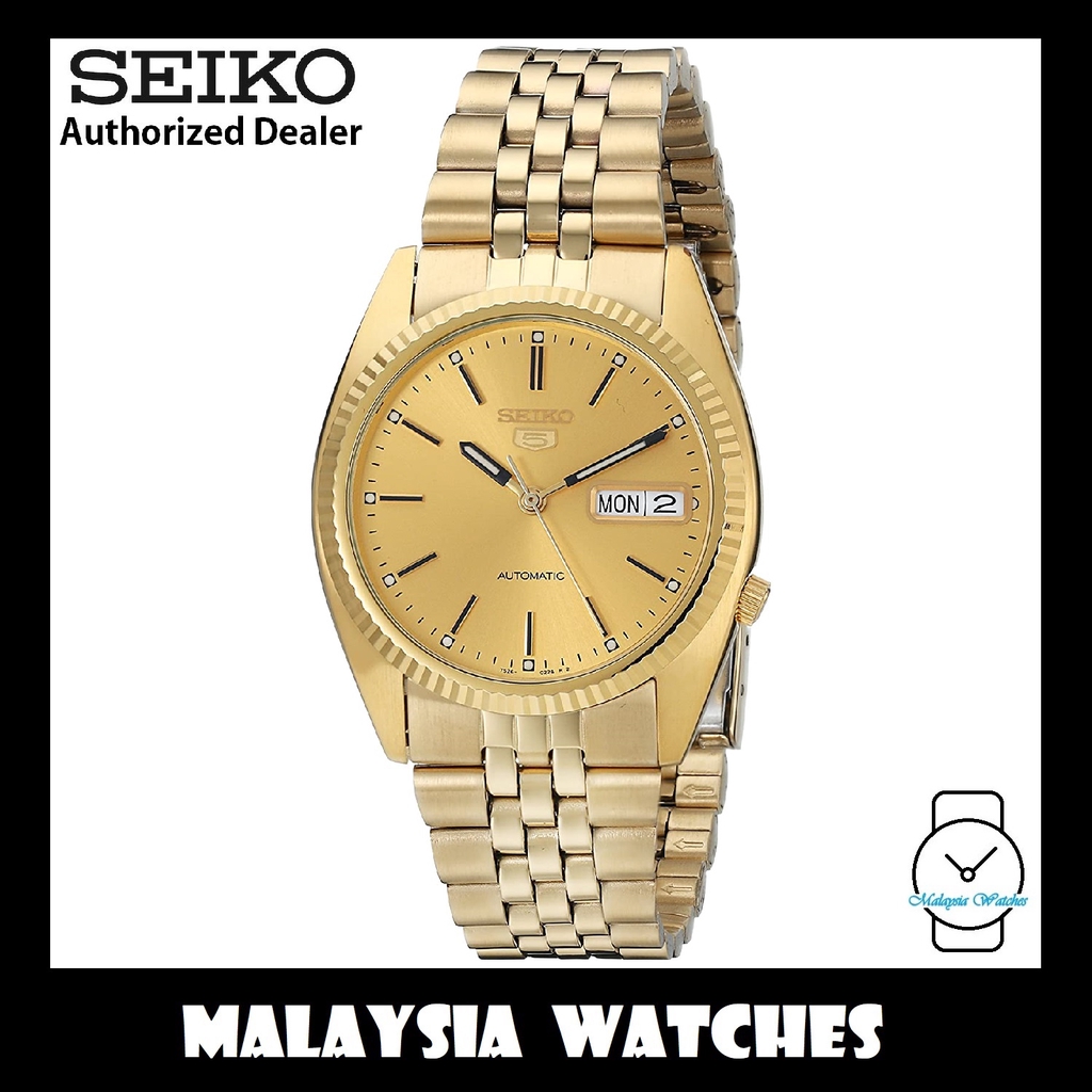 Seiko 5 SNXJ94K1 Automatic Gold Dial Hardlex Crystal Glass Gold Tone  Stainless Steel Strap Men's Watch | Shopee Malaysia