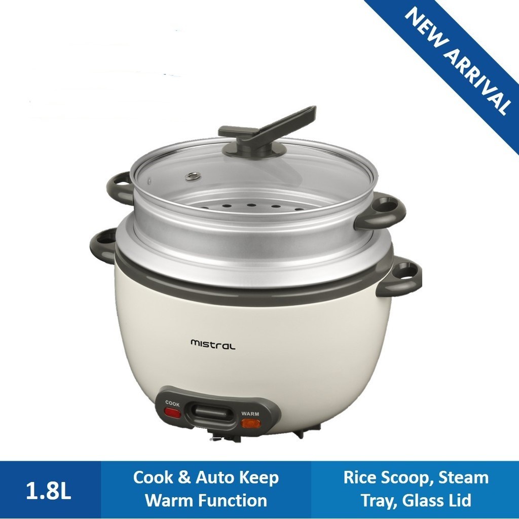 Mistral MRC18D Rice Cooker With Steam Tray (1.8L)