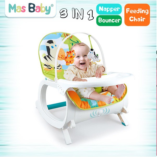 feeding baby in bouncer