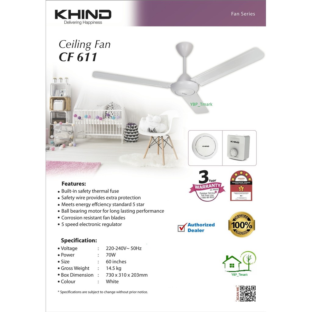 Khind Ceiling Fan Cf611 Cf612t Cf 615 New Model Ybp Tmark