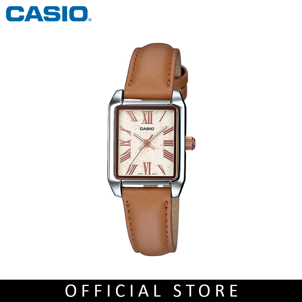 casio leather strap women's watch