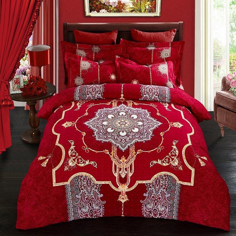 Burgundy Red And Gold Exotic Indian Pattern Noble Excellence
