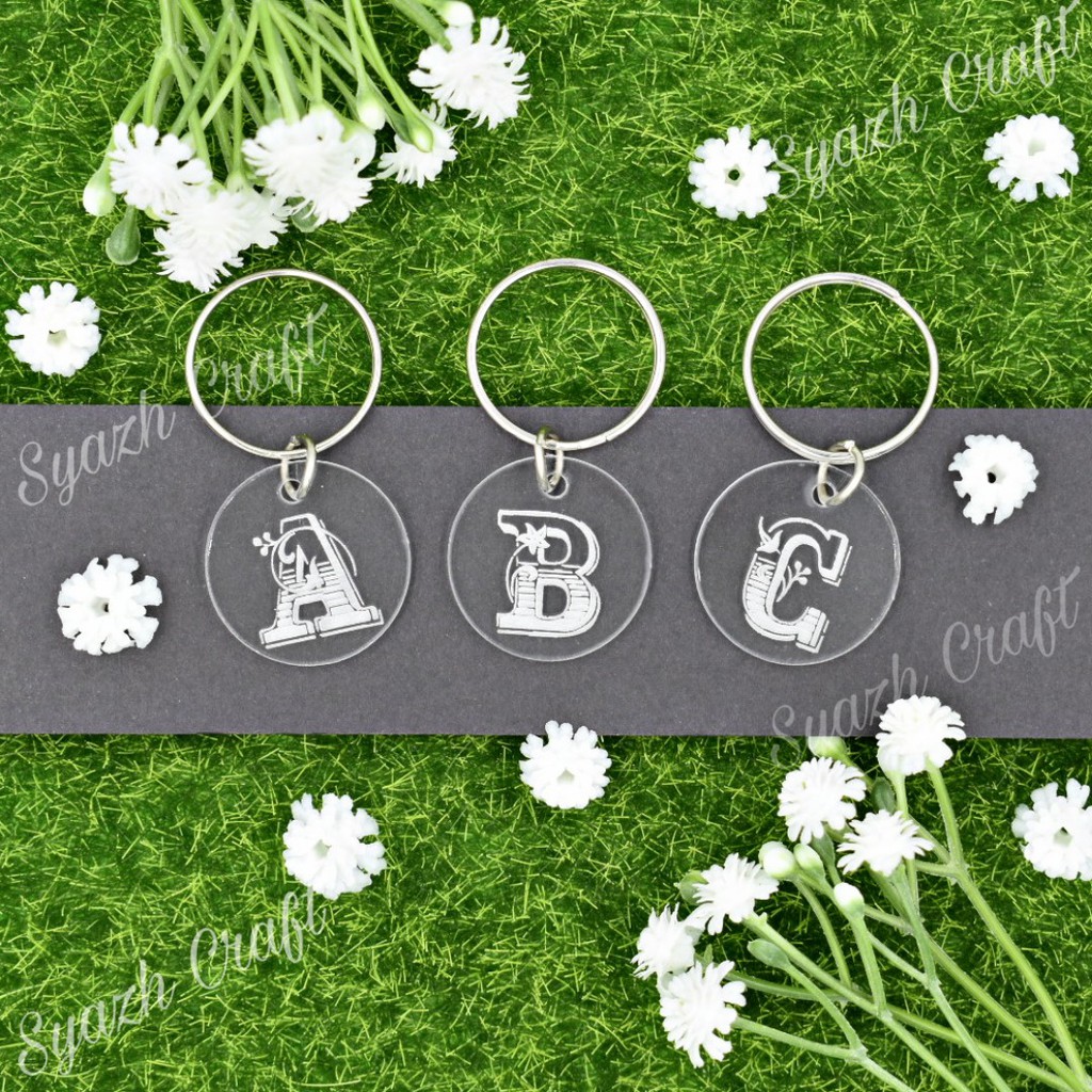 (RSD7) Engrave Keychain Ready Stock Letters Keychain Acrylic Cute Gift