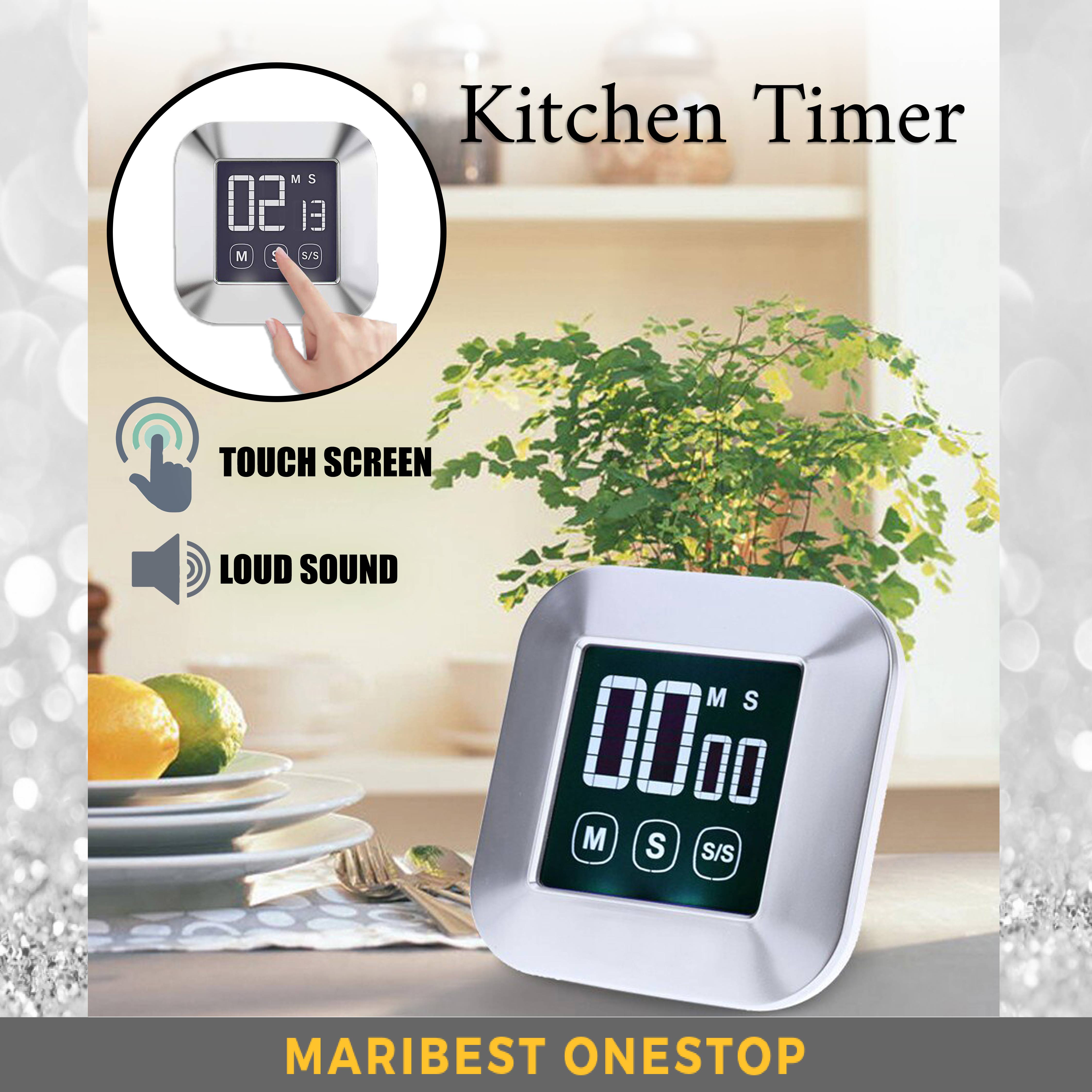 TS-83 Touch Screen Digital Kitchen Timer Silver Magnet Clock Countdown Large Screen for Cooking Exercise Tools Kitchen