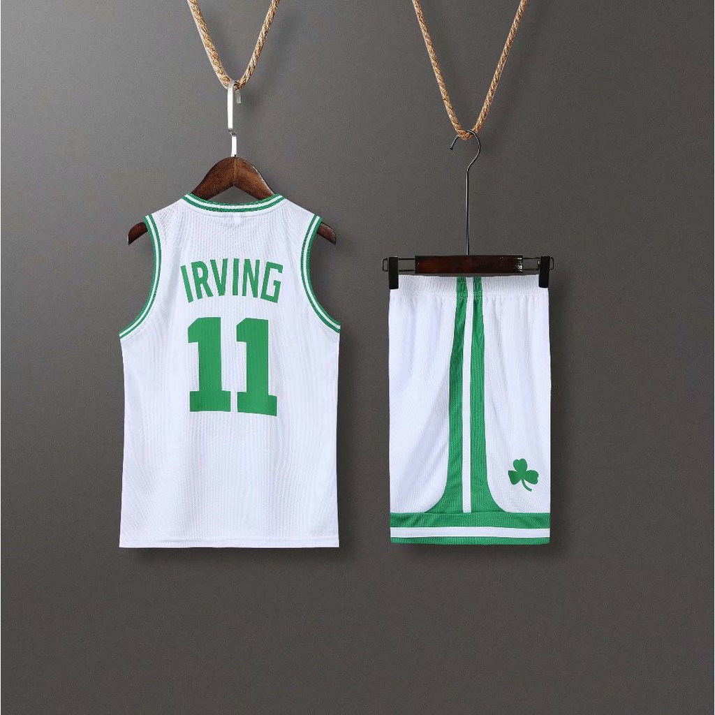 MYXUAA Men’s Boys Girls Boston Celtics Basketball Jersey Kyrie Irving#11Retro Basketball Jerseys Summer Suits Kits Top Shorts Set Sportwear 
