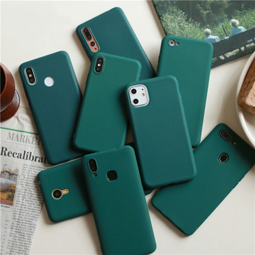 Dark Green Matte Iphone Case For Iphone 11 Pro Xs Max Xr X 8 7 6s 6 Plus Se 5 5s Se Cases Solid Color Soft Tpu Back Cover Shopee Malaysia