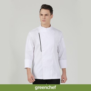 GreenChef Basil White Long Sleeve Chef Jacket | Chef Uniform | Baju Chef Jaket Putih