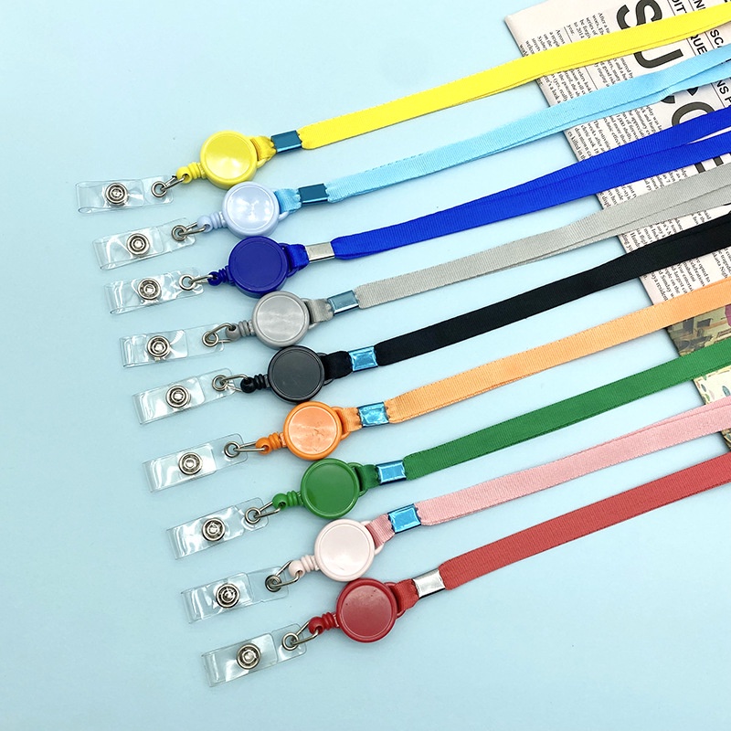 Telescopic Buckle Design Long Lanyard Solid Color Thin Rope Work Permit Lanyard Student Card Pendant Decorative Card Sleeve Document Cover Lanyard in Stock