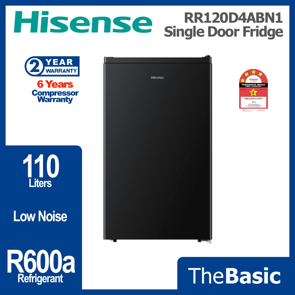 HISENSE 110L Single Door Fridge Refrigerator ( RR120D4AGN / RR120D4ABN1