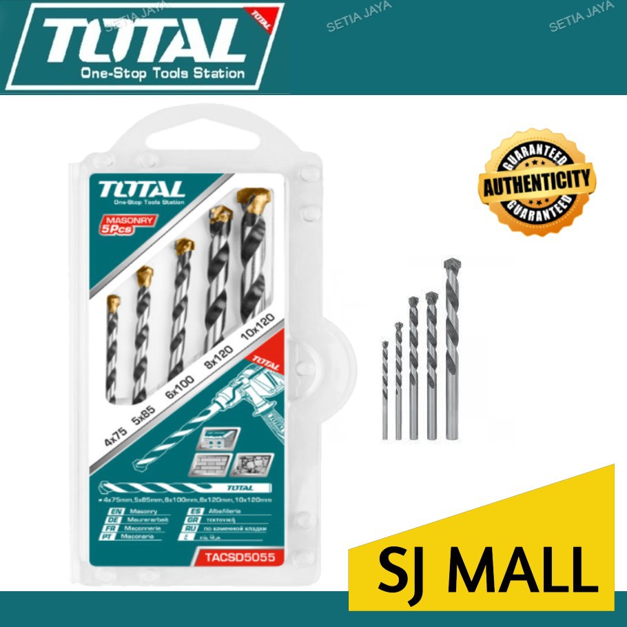 Total Tacsd5055 Masonry Drill Bits Set 5pcs Total Masonry Drill Bits Set Total Tools Shopee Malaysia