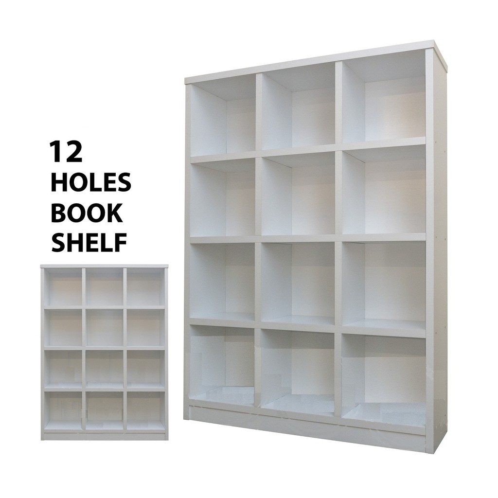 White 12 Cube Book Rack Shelf Home Living Office Filling Cabinet