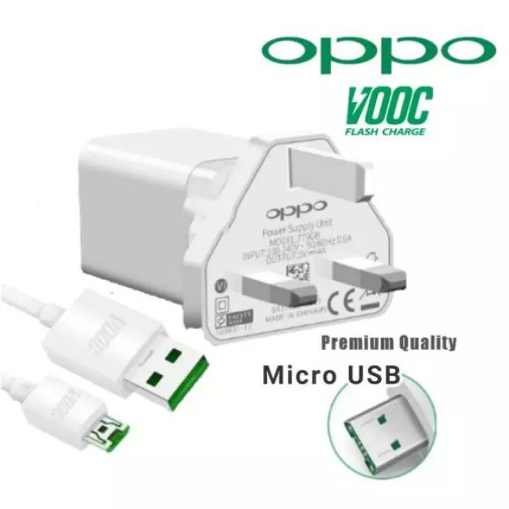 100% Ori Oppo VOOC Flash Charger 4A With VOOC Micro USB Cable | Shopee ...