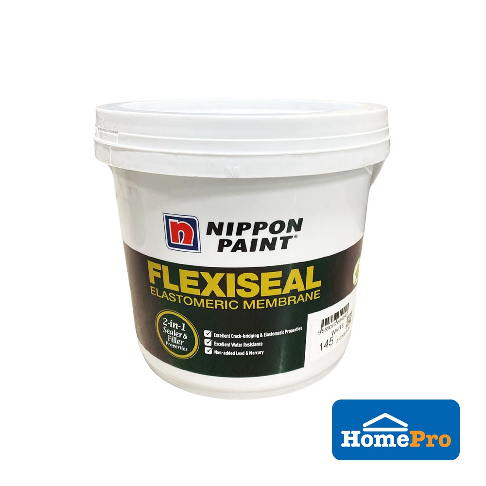 Nippon Flexiseal Elastomeric Membrane 2in1 Sealer & Filler Paint Cat Dinding Rumah 5L White