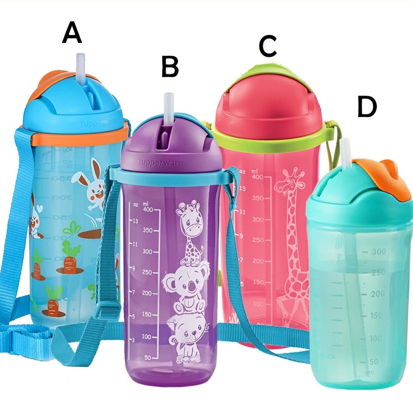 Tupperware Giraffe Botol Air / Rabbit Eco/ Koala Bear Twinkle Straw Tumbler with Strap 500ml