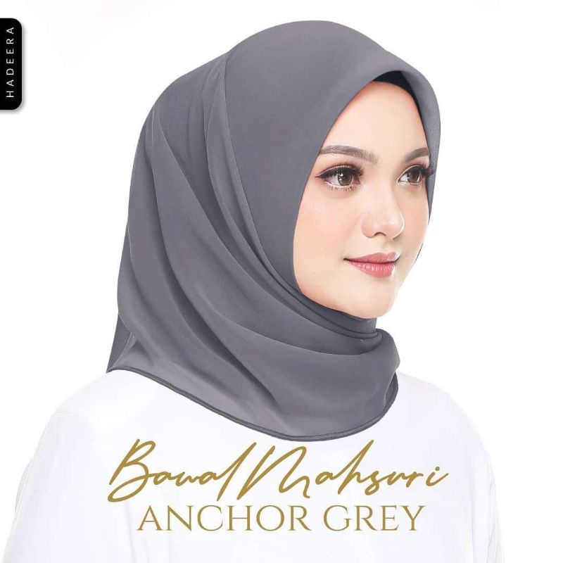 [BAWAL MAHSURI BIDANG 48] ANCHOR GREY Bawal Plain Kelabu Gelap Tudung