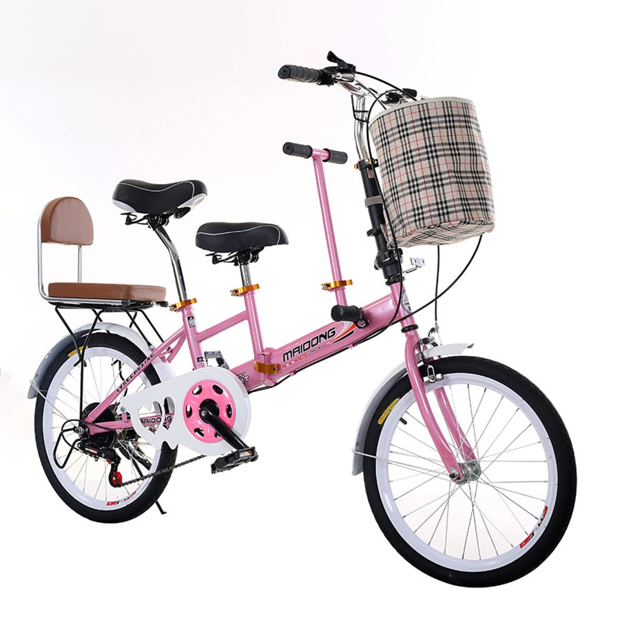 20 inch folding bike V brake Tandem Bike Parent-child bike ...