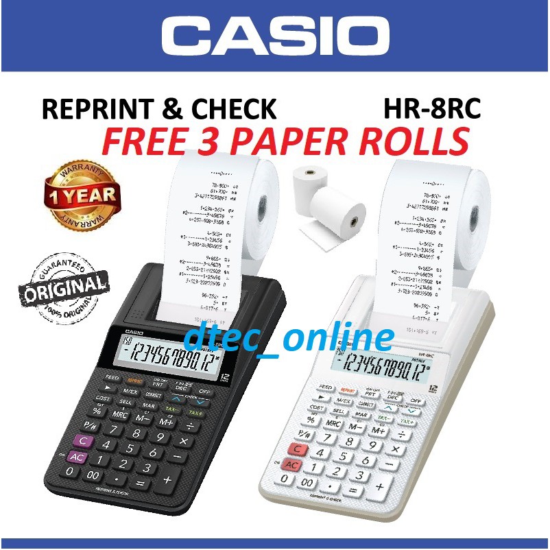 READY STOCK FOC PAPER ROLLS + CASIO MINI PRINTING HR8RC HR8 HR8RC HR