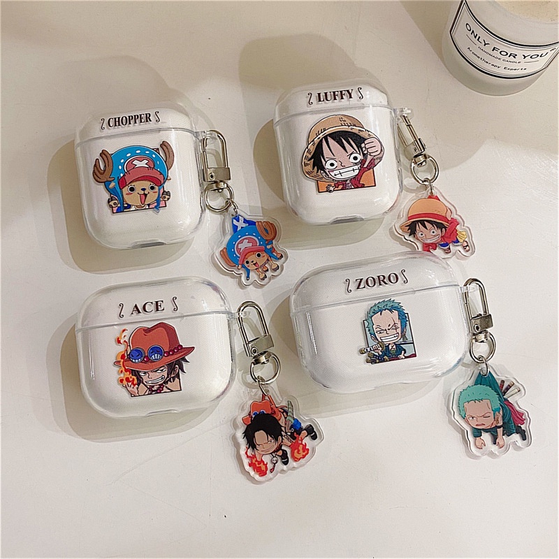 Anime Onepiece Luffy Ace Zoro Chopper Transparent AirPods 3 Case Apple AirPods 2 Case Cover AirPods Pro Case IPhone TWS Bluetooth Earbuds Accessories AirPods Case Air Pod Case