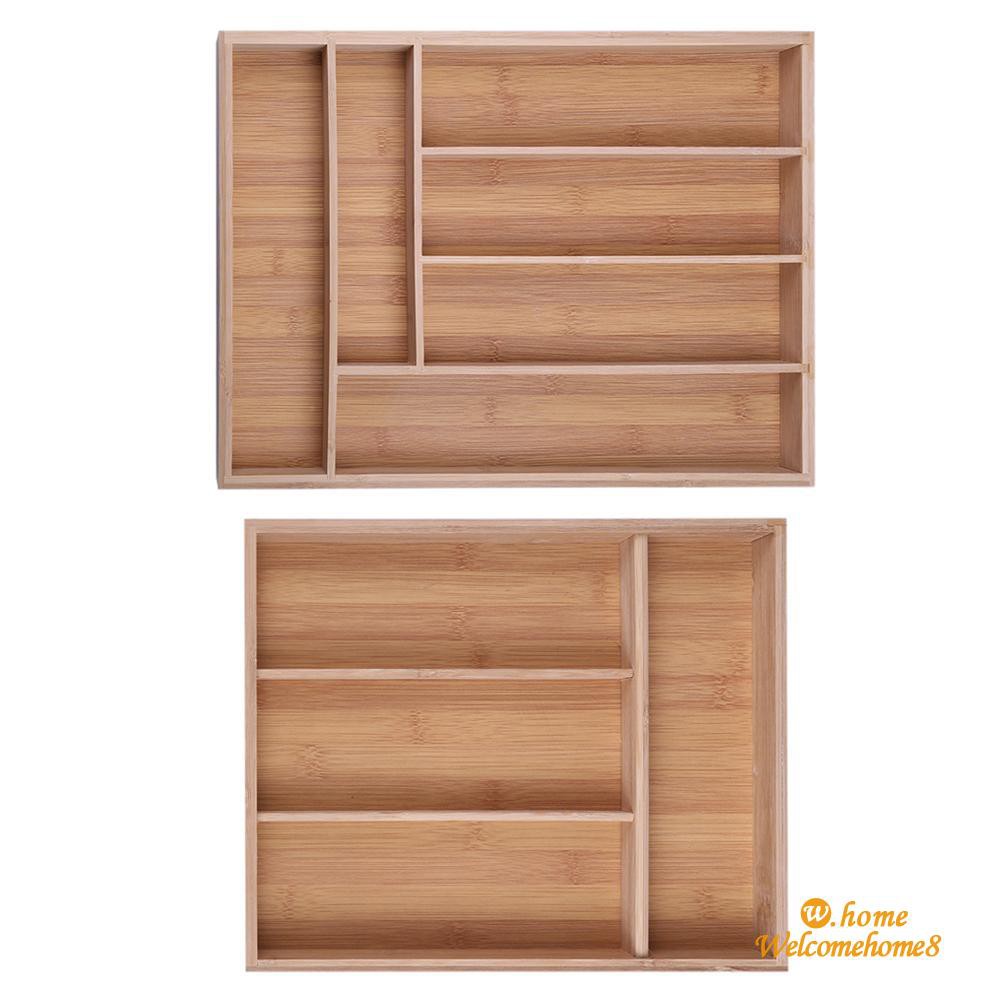 Bamboo Drawer Organizer Flatware Storage Box Kitchenware Drawer