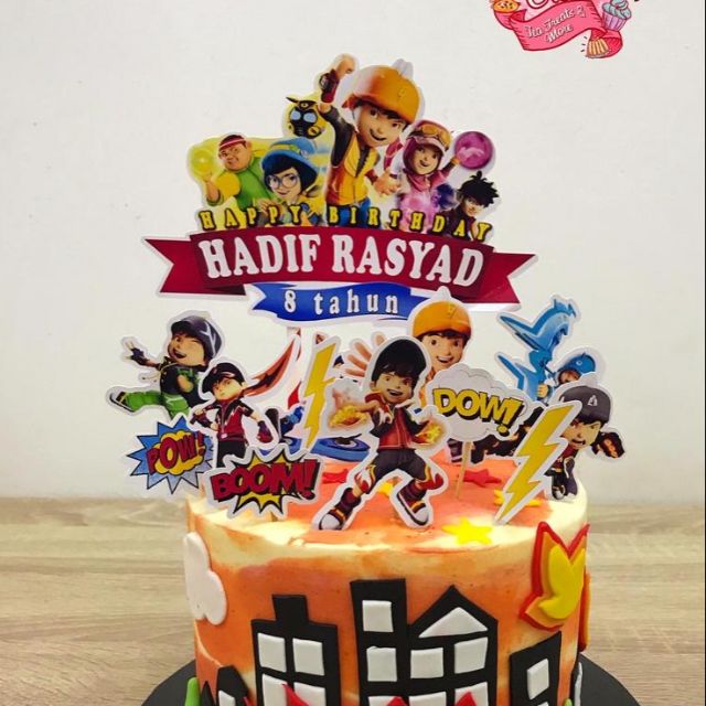 Happy Birthday Cake Topper Boboiboy Decoration Kek Printable Set Siap